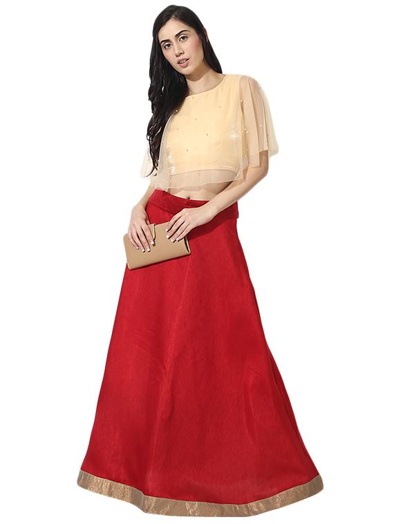 mesh cape faux pearl crop top - 15744293 - Zoom Image - 4