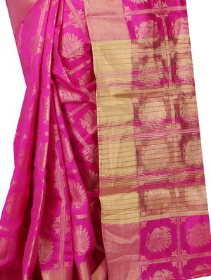 conversational zari motif kanjivaram saree with blouse - 15744327 - Standard Image - 4