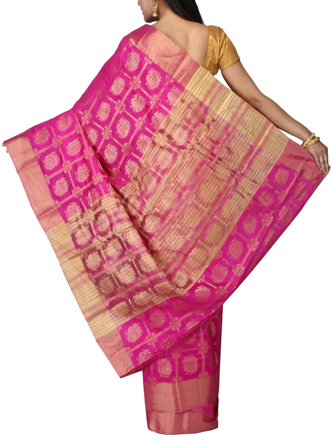 conversational zari motif kanjivaram saree with blouse - 15744327 - Zoom Image - 2