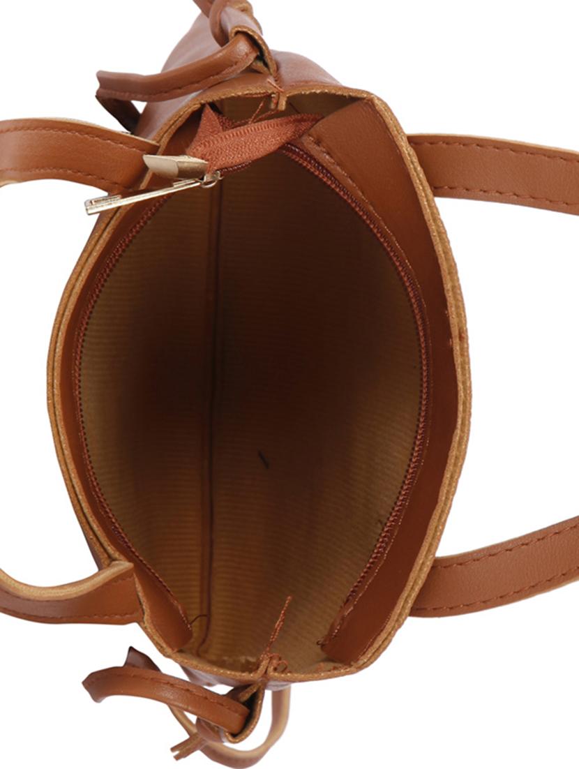 tan leatherette (pu) regular sling bag - 15746742 - Zoom Image - 3