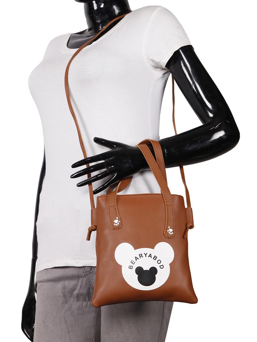 tan leatherette (pu) regular sling bag - 15746742 - Zoom Image - 5