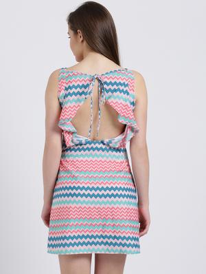 ruffled detail cut out back dress - 15747109 - Standard Image - 3