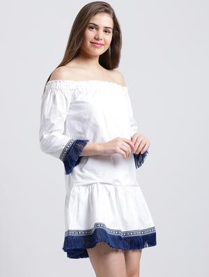 frayed detail lace shift dress - 15747112 - Standard Image - 2