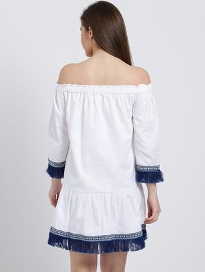 frayed detail lace shift dress - 15747112 - Standard Image - 3