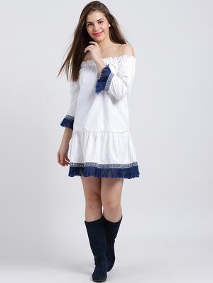 frayed detail lace shift dress - 15747112 - Standard Image - 4