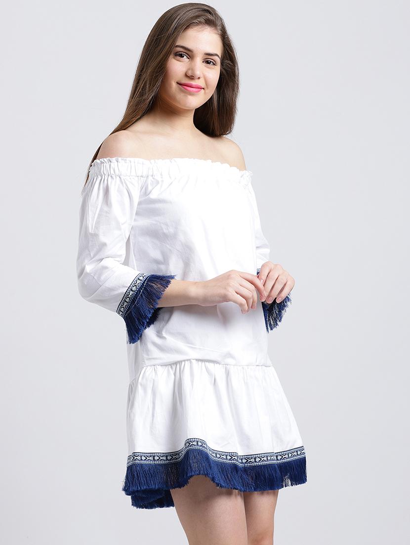 frayed detail lace shift dress - 15747112 - Zoom Image - 2