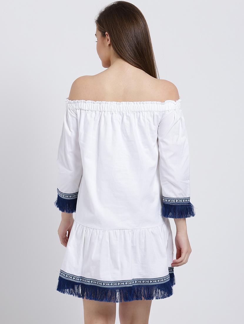 frayed detail lace shift dress - 15747112 - Zoom Image - 3