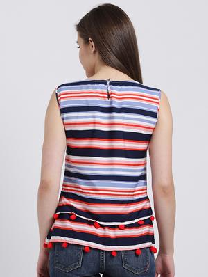 pom pom detail striped top - 15747117 - Standard Image - 3