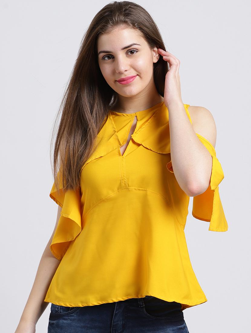 keyhole neck ruffled top - 15747127 - Zoom Image - 1