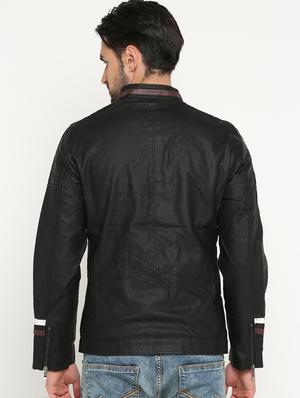 black solid biker jacket - 15747168 - Standard Image - 3