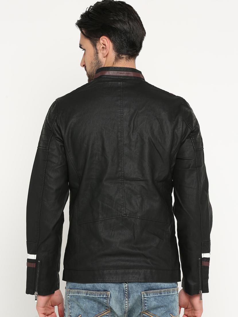 black solid biker jacket - 15747168 - Zoom Image - 3