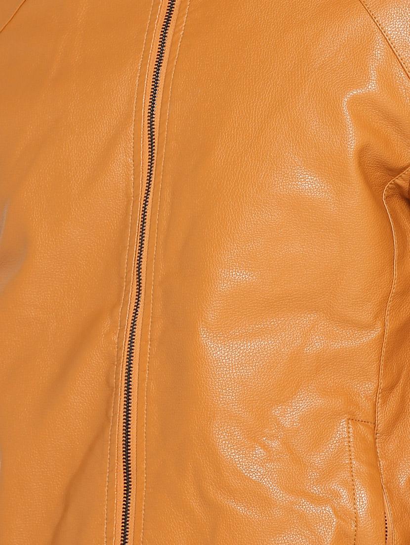 brown solid biker jacket - 15747173 - Zoom Image - 5