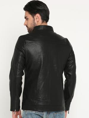 black solid biker jacket - 15747185 - Standard Image - 3