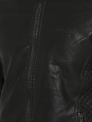 black solid biker jacket - 15747185 - Standard Image - 5