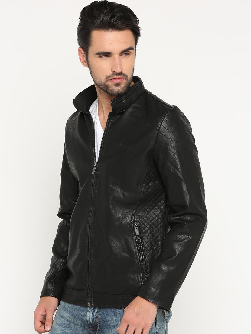 black solid biker jacket - 15747185 - Zoom Image - 2
