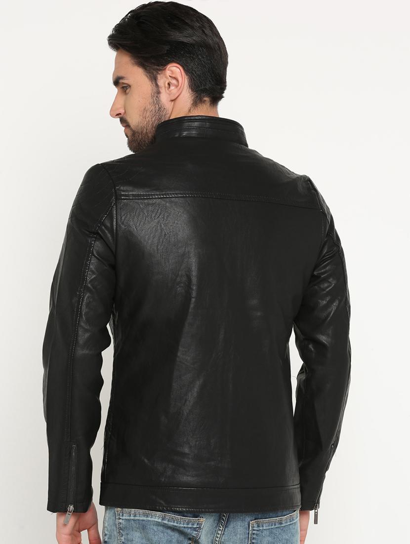 black solid biker jacket - 15747185 - Zoom Image - 3