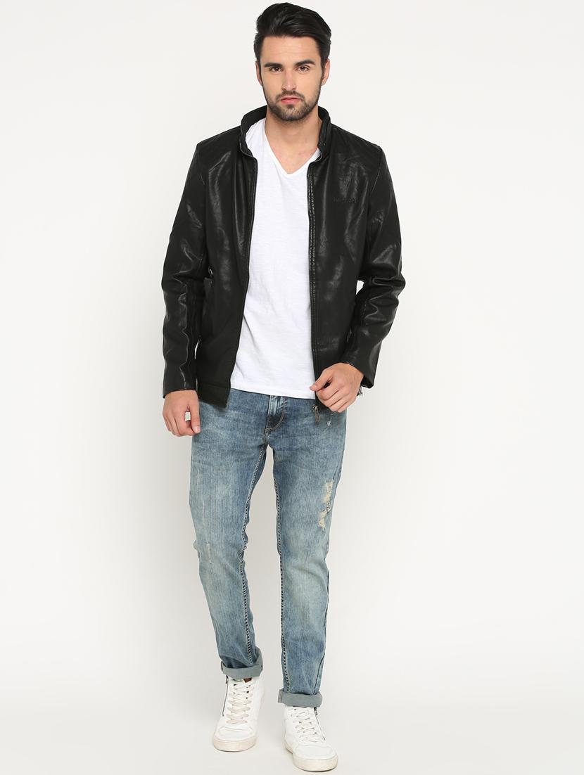 black solid biker jacket - 15747185 - Zoom Image - 4
