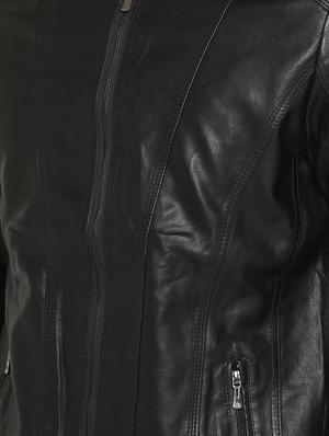 black solid biker jacket - 15747188 - Standard Image - 5