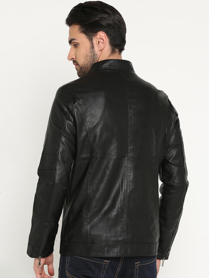 black solid biker jacket - 15747188 - Zoom Image - 3