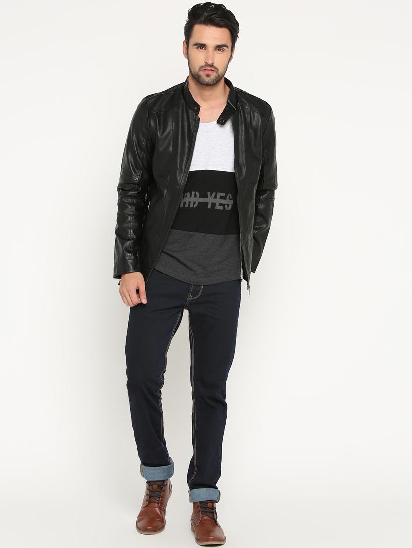 black solid biker jacket - 15747188 - Zoom Image - 4