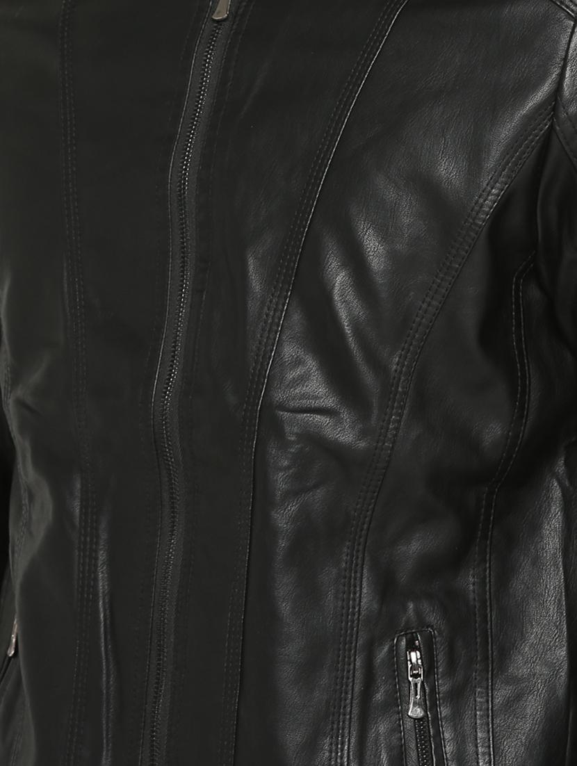 black solid biker jacket - 15747188 - Zoom Image - 5