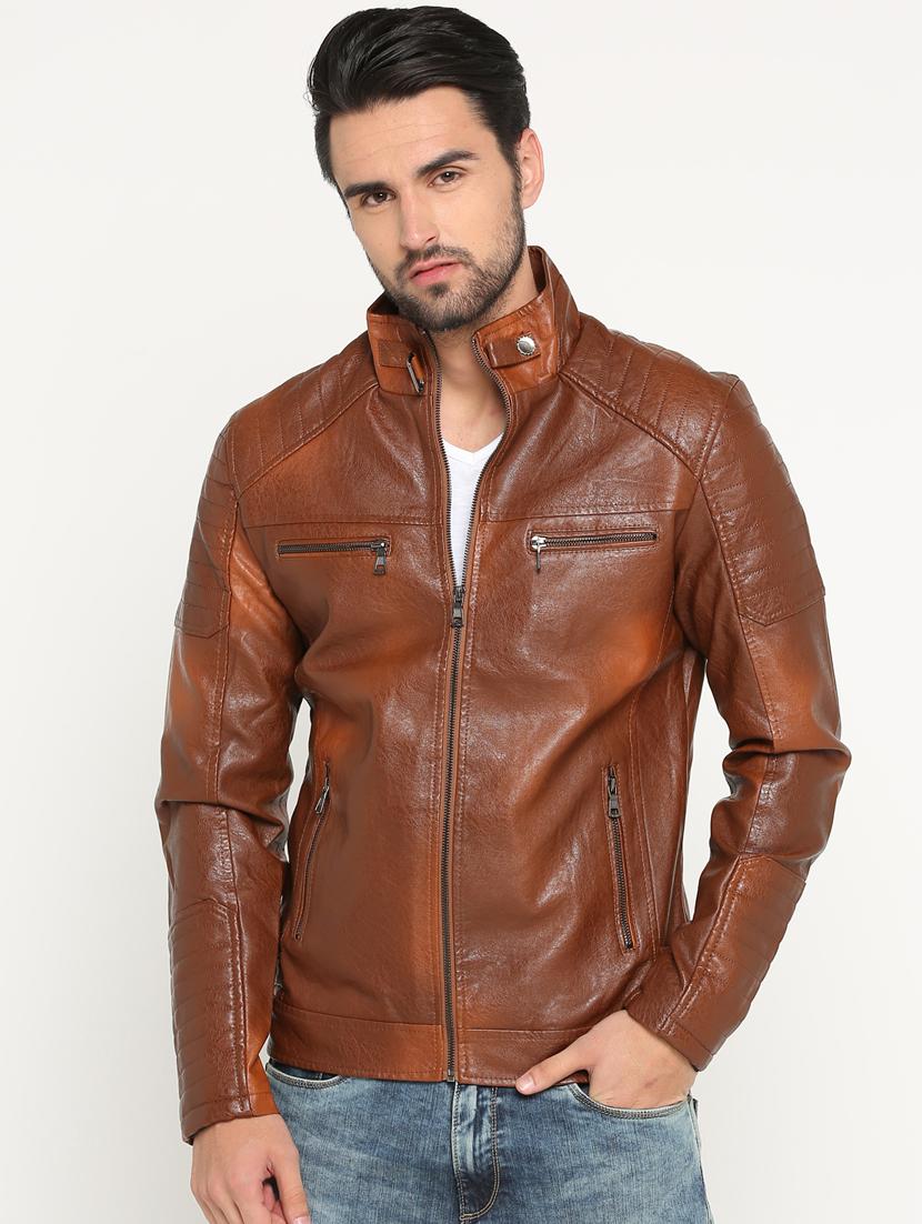 brown leather biker jacket - 15747192 - Zoom Image - 1