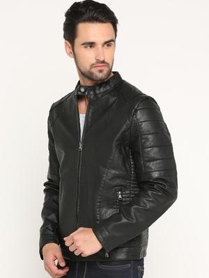 black solid biker jacket - 15747194 - Standard Image - 2
