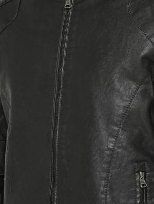 black solid biker jacket - 15747194 - Standard Image - 5