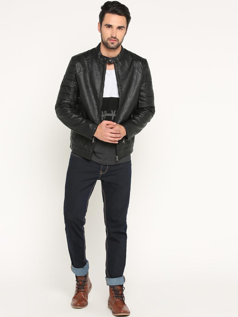 black solid biker jacket - 15747194 - Zoom Image - 4