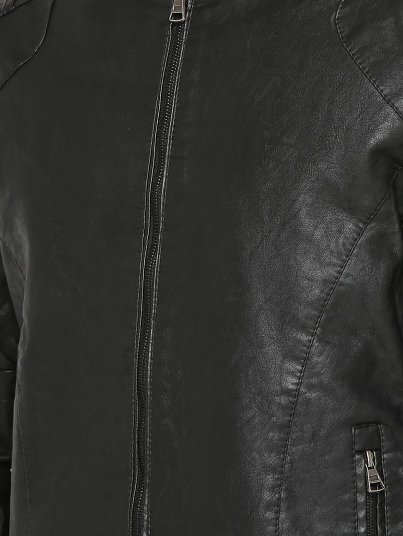 black solid biker jacket - 15747194 - Zoom Image - 5