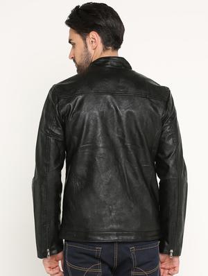 black solid biker jacket - 15747197 - Standard Image - 3