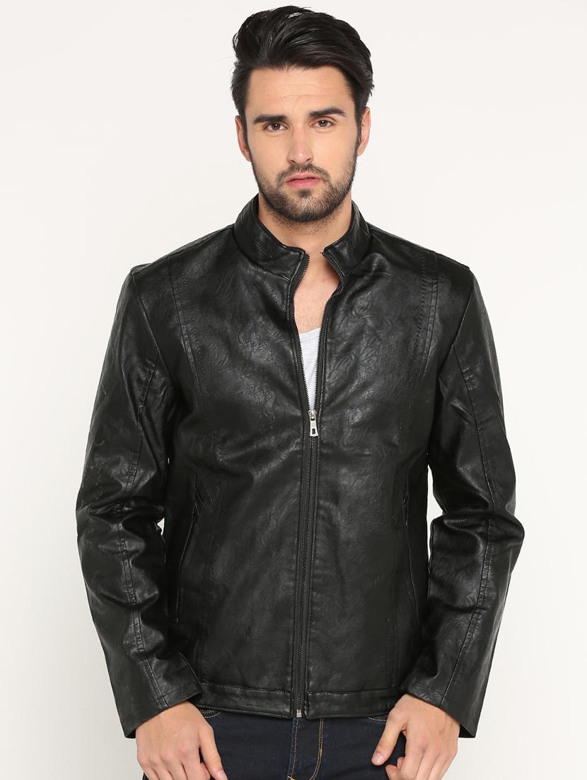 black solid biker jacket - 15747197 - Zoom Image - 1