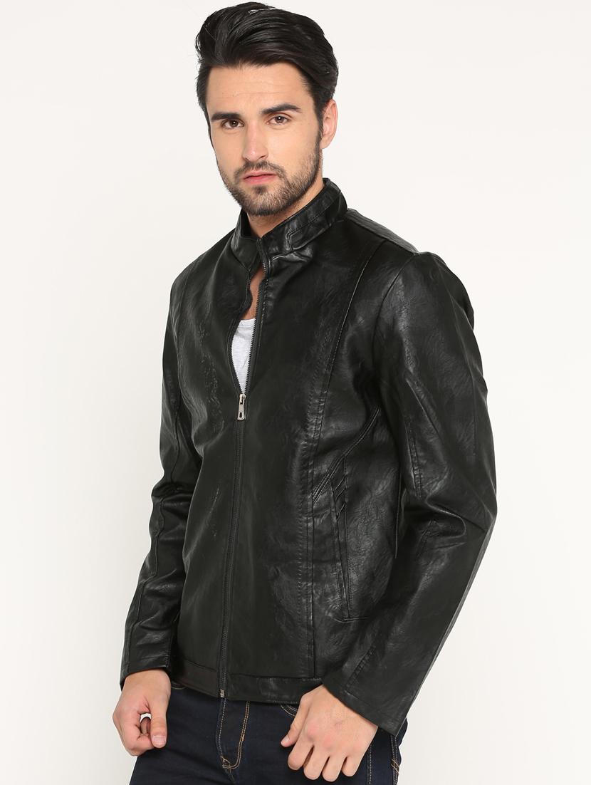 black solid biker jacket - 15747197 - Zoom Image - 2
