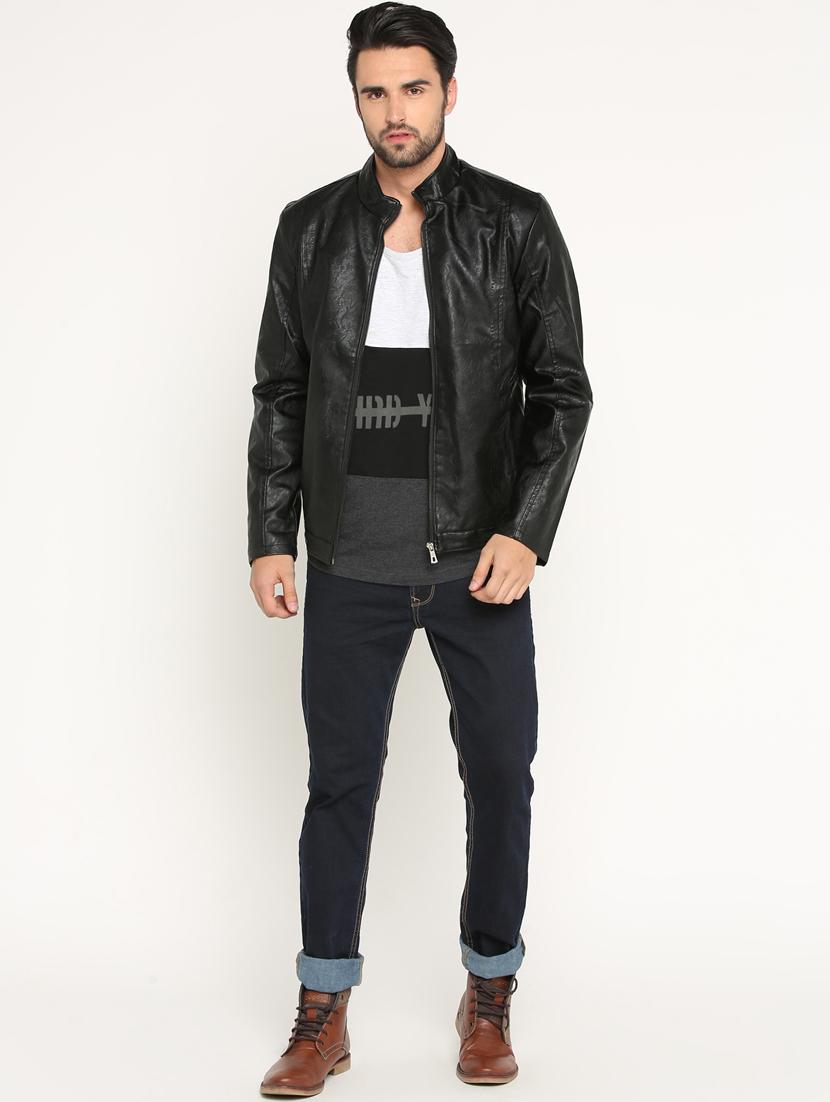 black solid biker jacket - 15747197 - Zoom Image - 4