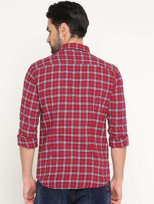 red cotton casual shirt - 15747221 - Standard Image - 3