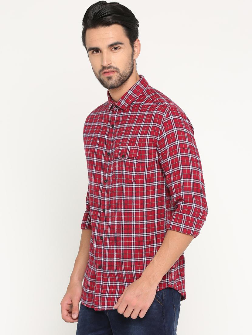 red cotton casual shirt - 15747221 - Zoom Image - 2