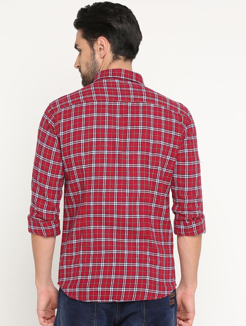 red cotton casual shirt - 15747221 - Zoom Image - 3