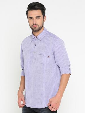 purple striped short kurta - 15747285 - Standard Image - 2