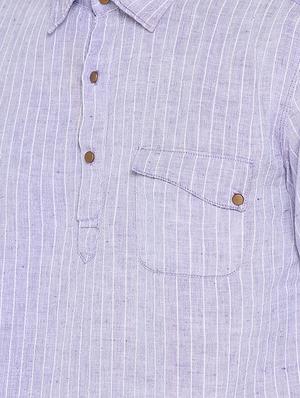 purple striped short kurta - 15747285 - Standard Image - 4