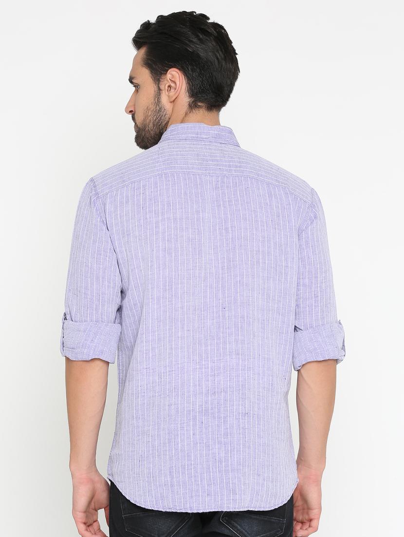 purple striped short kurta - 15747285 - Zoom Image - 3