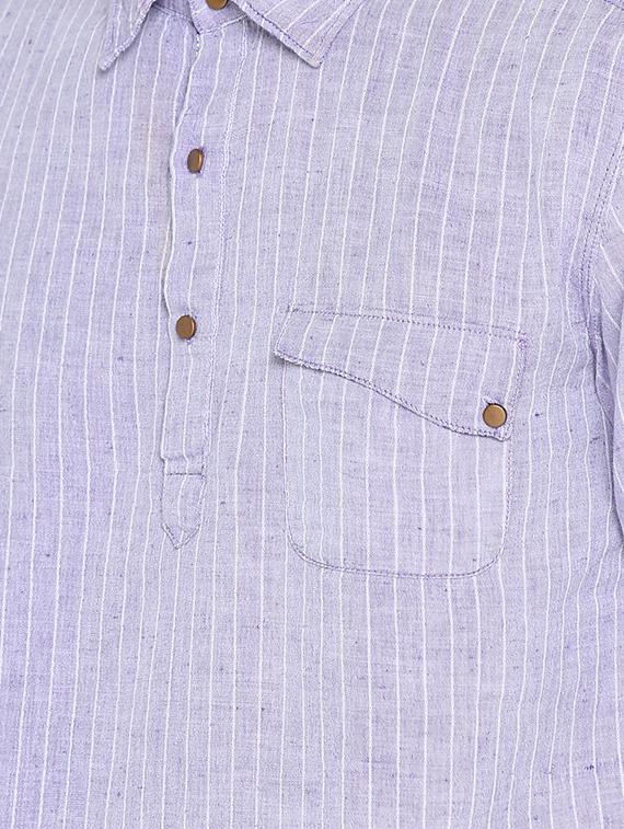 purple striped short kurta - 15747285 - Zoom Image - 4