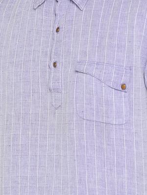 purple checkered short kurta - 15747286 - Standard Image - 4