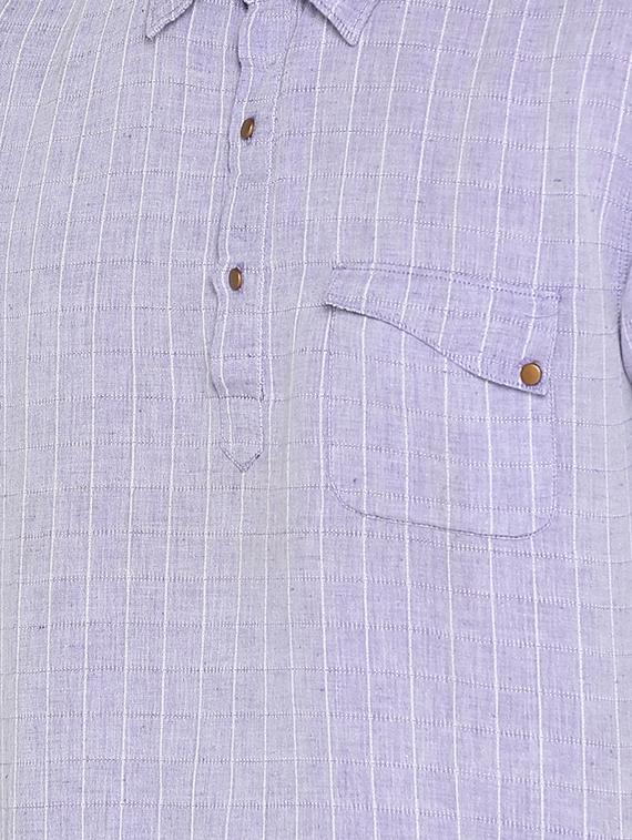 purple checkered short kurta - 15747286 - Zoom Image - 4