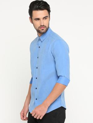 blue cotton blend casual shirt - 15747315 - Standard Image - 2