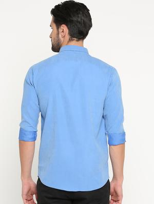blue cotton blend casual shirt - 15747315 - Standard Image - 3