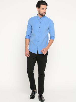 blue cotton blend casual shirt - 15747315 - Standard Image - 4