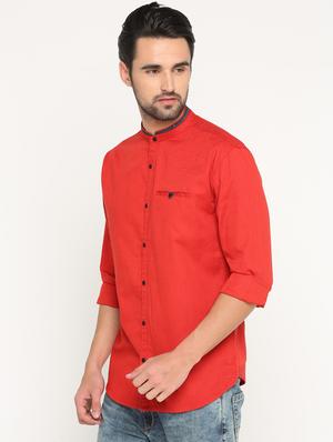 red cotton casual shirt - 15747345 - Standard Image - 2
