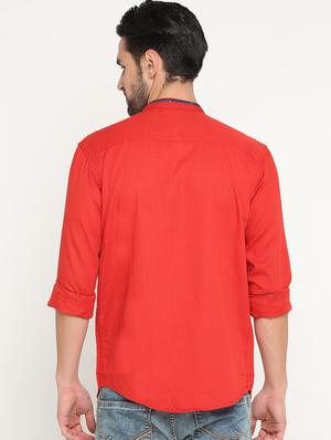 red cotton casual shirt - 15747345 - Standard Image - 3