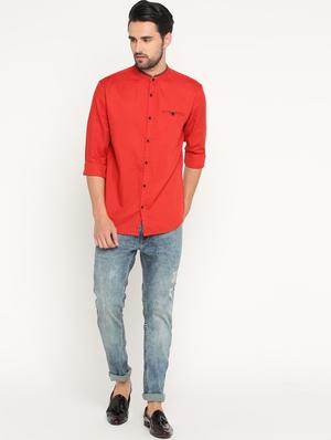 red cotton casual shirt - 15747345 - Standard Image - 4