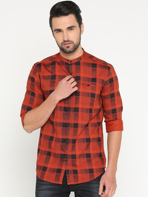 orange cotton casual shirt - 15747365 - Standard Image - 1